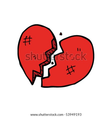 Broken Heart Cartoon Stock Vector Illustration 53949193 : Shutterstock