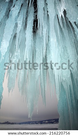 Lake Baikal with nice icicle