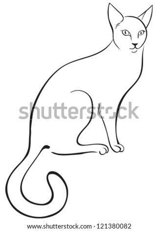 Outline Cat Stock Vector Illustration 121380082 : Shutterstock