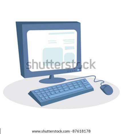 Monitor, keyboard and mouse. Desktop computer