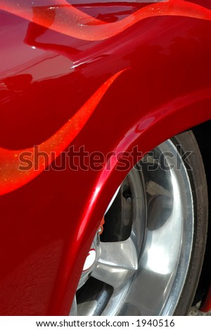 hot rod paintwork and chromed wheel
