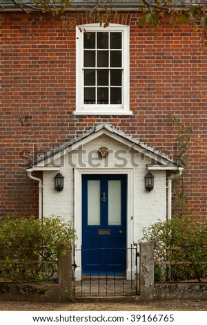 generic cottage doorway with single window frame and porch
