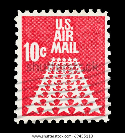 UNITED STATES OF AMERICA - CIRCA 1968: mail stamp printed in USA featuring the fifty star US Air Mail, circa 1968