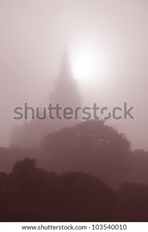 St Magnus Cathedral Church on the Orkney Islands, Scotland on a Misty Morning