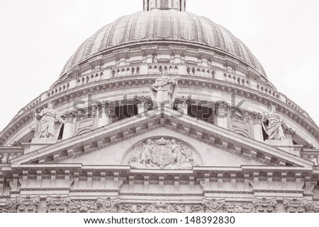 St Pauls Cathedral Church, London, England, UK in Black and White Sepia Tone