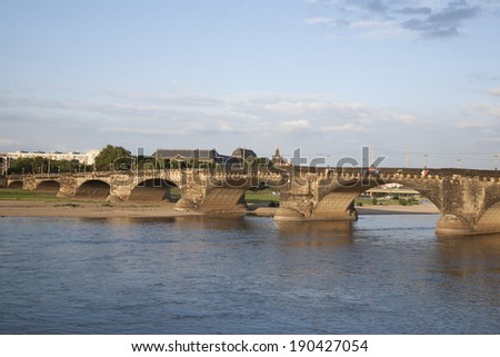 Augustus Bridge - Augustusbrucke, River Elbe, Dresden; Germany