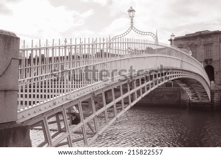 Ha\'penny Bridge, River Liffey, Dublin; Ireland