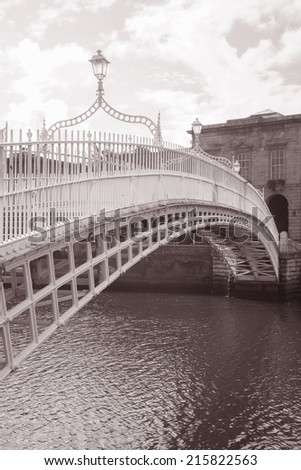 Ha\'penny Bridge, River Liffey, Dublin; Ireland
