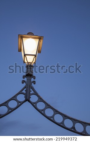 Illuminated Lamp on Ha\'Penny Bridge, Dublin, Ireland