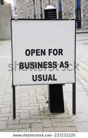 Blank Open for Business Sign in Urban Setting
