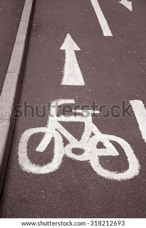 Cycle Lane in Urban Setting in Black and White Sepia Tone