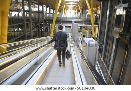 Business Man in Airport in Madrid, Spain