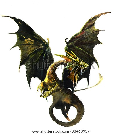 Gold Dragon Pivoting In The Sky. Stock Photo 38463937 : Shutterstock