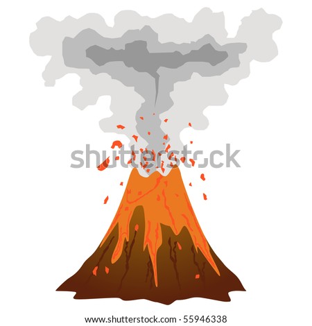 Smoking, Erupting Volcano Icon Isolated On White Vector - 55946338 ...