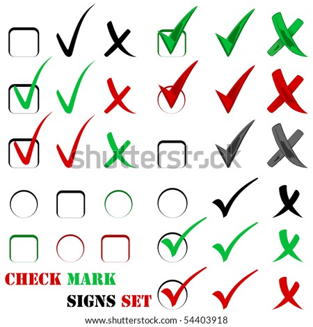Check sign and tick sign set vector isolated on white