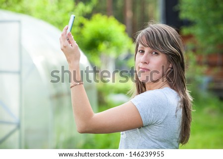Disconnected phone call and woman holding cell phone in hand