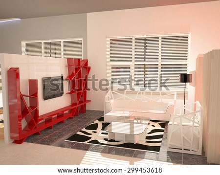 3d rendering of a furniture store interior design - living room