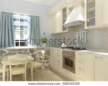 3d rendering of a home kitchen interior design