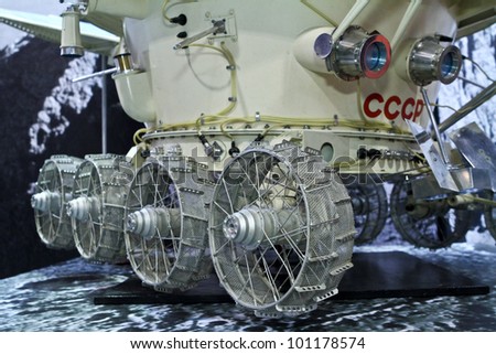 MOSCOW-OCT 5: Lunokhod 1 moon vehicle at the international exhibition of testing equipment, systems & technologies for aerospace industry on October 5, 2011 in Moscow