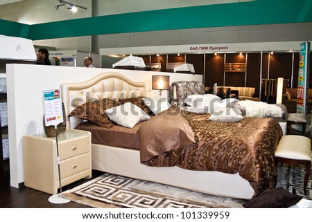MOSCOW-MAY 18: Bedroom furniture at the international exhibition of professional furniture EEM Euroexpofurniture on May 18, 2011 in Moscow