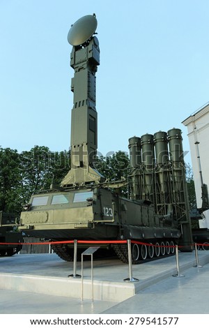 MOSCOW- MAY 13: Public-event Anti-aircraft missile S-300V3 at the VDNH exhibition of war photos, on MAY, 2015 in Moscow