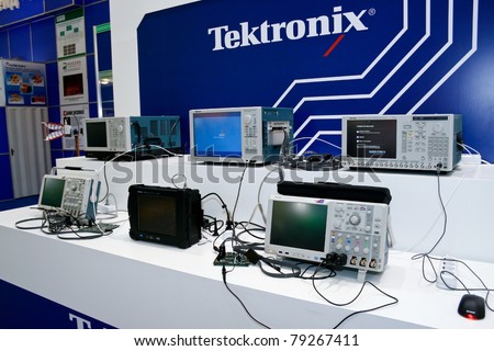 MOSCOW - APRIL 19: Digital oscillograph at the international exhibition of  electronic industry ExpoElectronica, ElectronTechExpo, LEDTechExpo on April 19, 2011 in Moscow