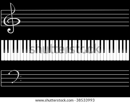 The piano keyboard on black background