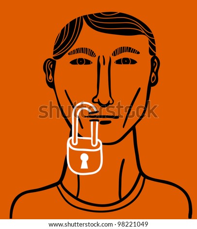 man with padlock in mouth