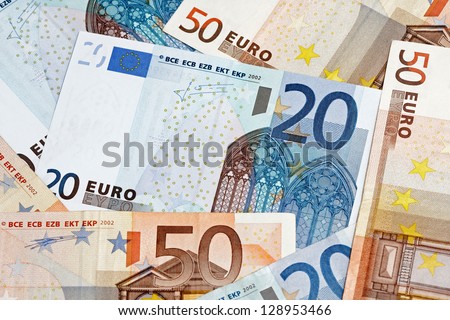 european currency background from euro banknotes