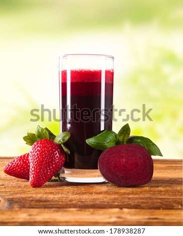 Beetroot juice,Healthy drink isolated wood plant with nature background