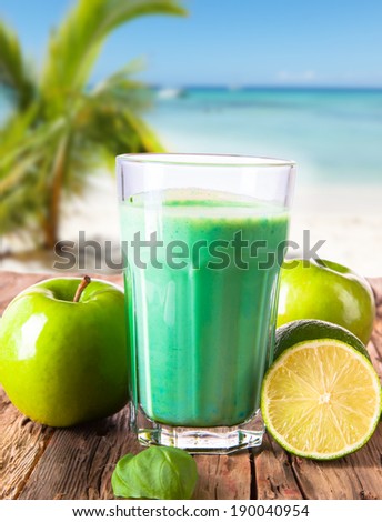Fresh milk, apple drink isolated on white background, assorted protein cocktails with fruits.