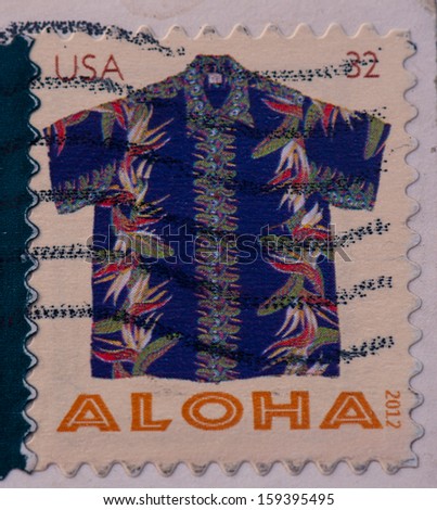 UNITED STATES OF AMERICA - CIRCA 2012:A stamp printed in USA shows Aloha Shirt,circa 2012
