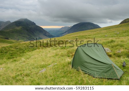 Wild camping in the English Lake District. Pillar and Ennerdale in the background