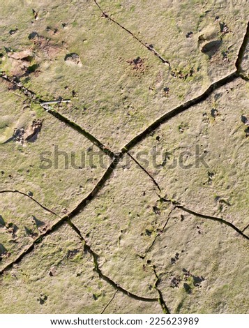Crack clay ground surface, natural field.