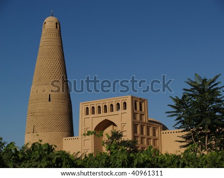 Emin mosque and minaret in Turpan (Silk road), Western China