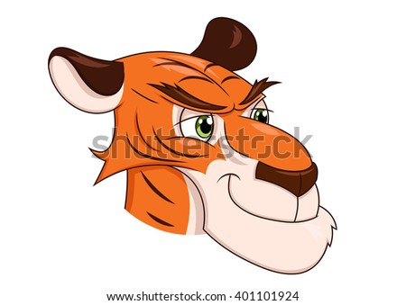 Smiling Tiger Head 2 Stock Vector 401101924 : Shutterstock