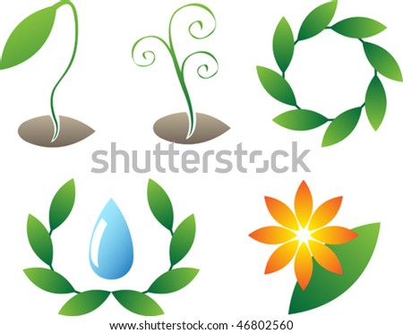 Set Of Plant Symbols Stock Vector Illustration 46802560 : Shutterstock