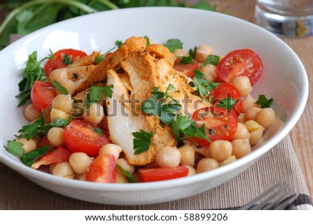 Spanish chicken and chickpea salad