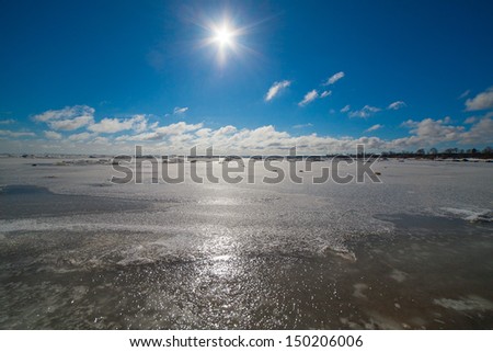 Winter sun and frozen Baltic sea.