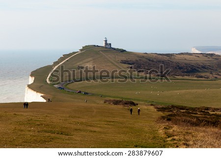 Seven sisters cliffs at English chanel coast, East Susex, England.