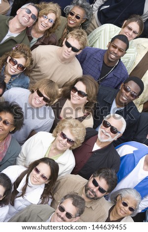 High angle view of people wearing sunglasses