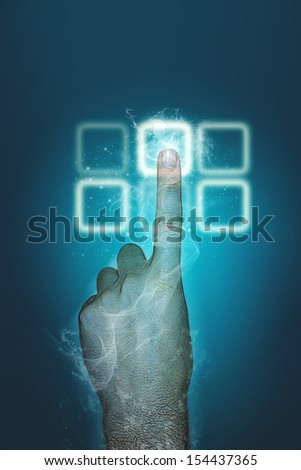 Index finger using a touch screen keypad