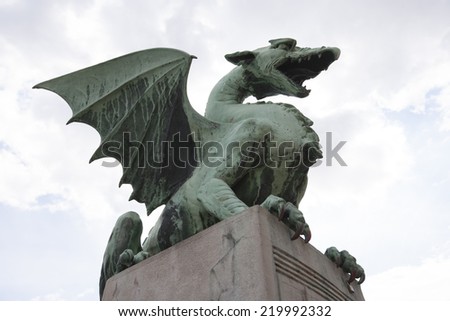 Low angle view of dragon bridge against sky; Slovenia; Ljubljana