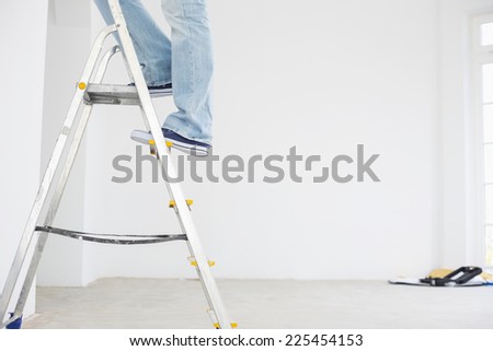 Low section of man on ladder