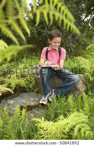 Boy Studying Plants