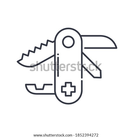 Army knife icon, linear isolated illustration, thin line vector, web design sign, outline concept symbol with editable stroke on white background.