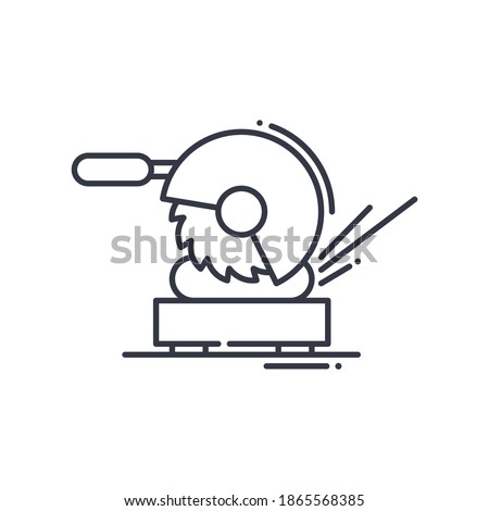 Steel cut off machine icon, linear isolated illustration, thin line vector, web design sign, outline concept symbol with editable stroke on white background.