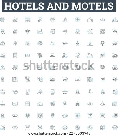 hotels and motels vector line icons set. Lodgings, Accommodations, Inns, Resorts, Suites, Motels, Hostels illustration outline concept symbols and signs