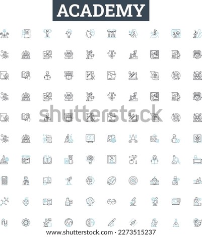 Academy vector line icons set. Academy, Education, Learning, School, Institute, College, University illustration outline concept symbols and signs