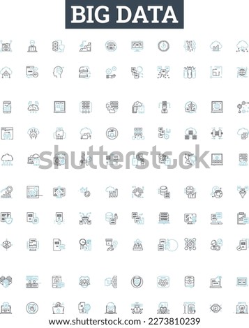 Big data vector line icons set. Hadoop, Analytics, Mining, Machine, Learning, Storage, Infrastructure illustration outline concept symbols and signs